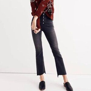 Madewell Cali Demi Boot Jeans Bellspring Wash Button Front Black Size 26 / 4